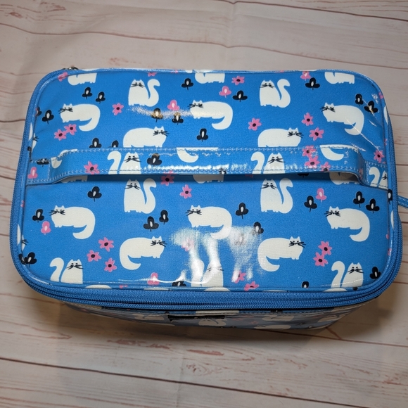 EUC Kate Spade Daycation Blue Cat Posy Large Collin Cosmetic Case - Picture 2 of 12